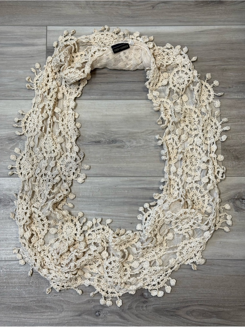 Coco + Carmen Cream Crochet Lace Necklace/Infinity Scarf